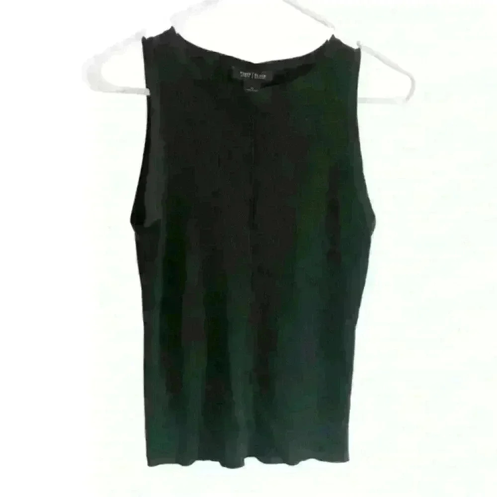 White House Black Market Black Ribbed Sleeveless Top Size Small